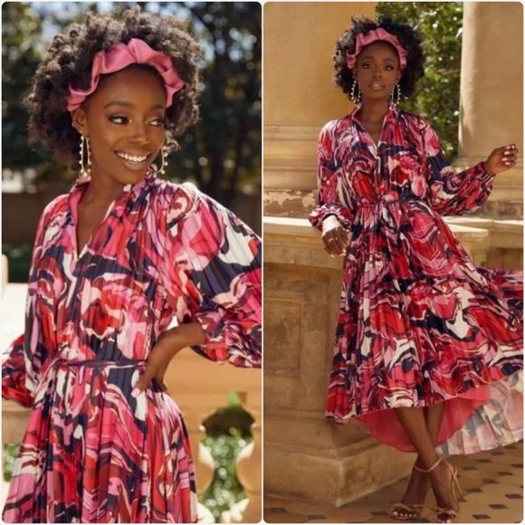 Crosby by Mollie Burch Aspen Print Leah High Low Midi Dress - Picture 1 of 16